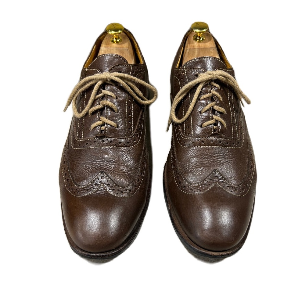 SANDRO size 10 D Dark Brown Wingtip Oxford Soft Leather Comfort Dress Shoes Mens